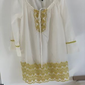 Inc Boho Apple Green Embroidered Long Top